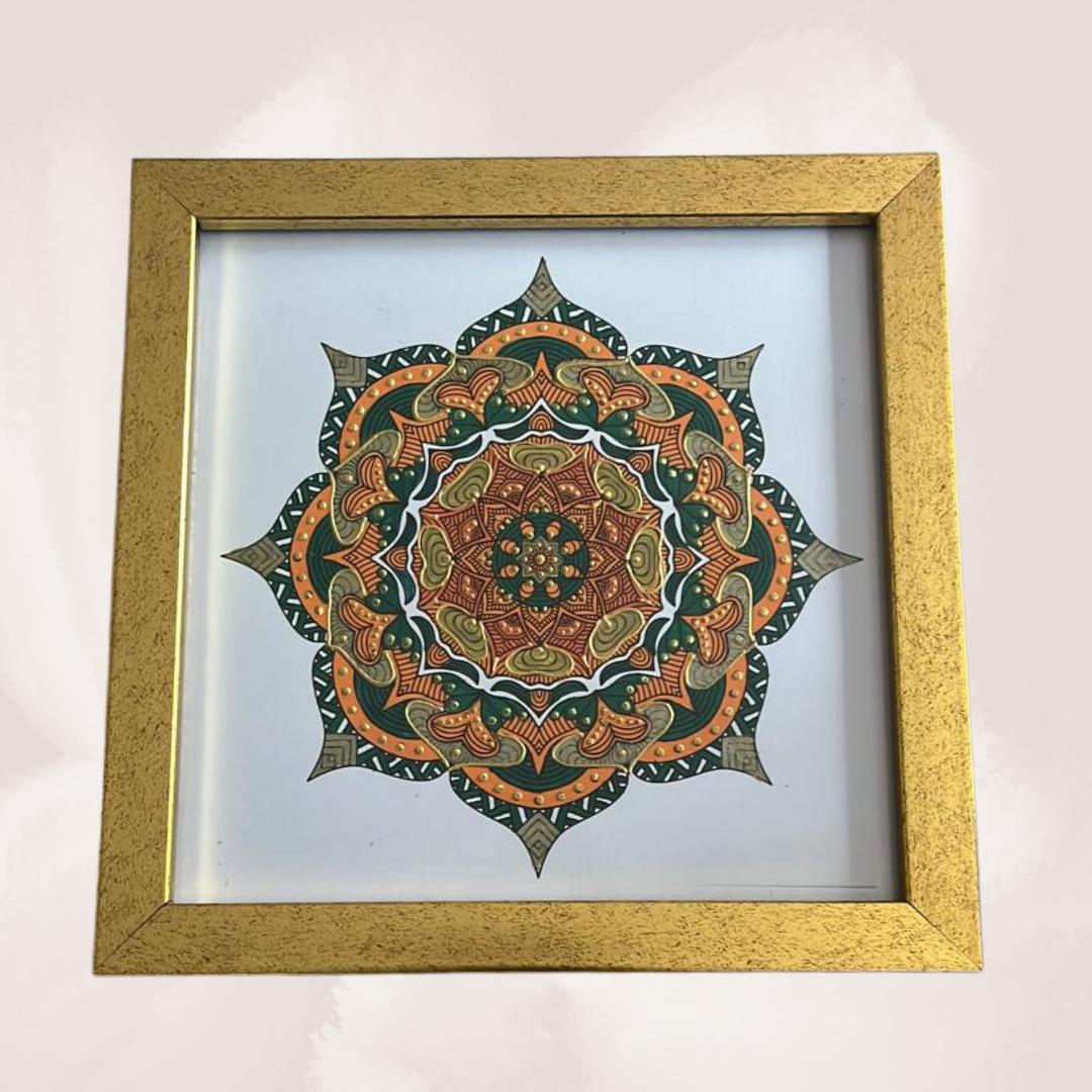 Heritage Hand-Painted Mandala Canvas with Deluxe Frame - 8 x 8 Inch | Viraasat the Legacy