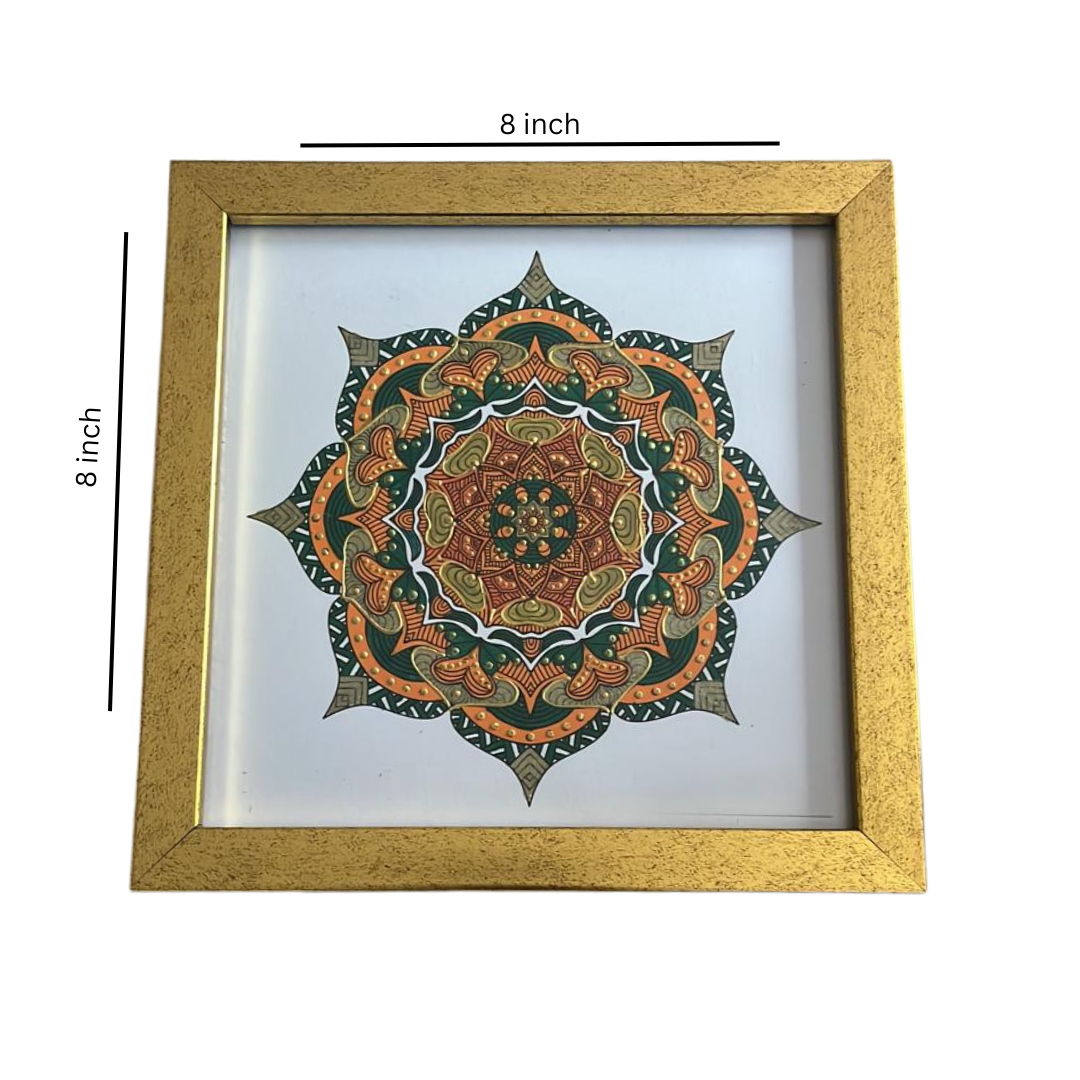 Heritage Hand-Painted Mandala Canvas with Deluxe Frame - 8 x 8 Inch | Viraasat the Legacy