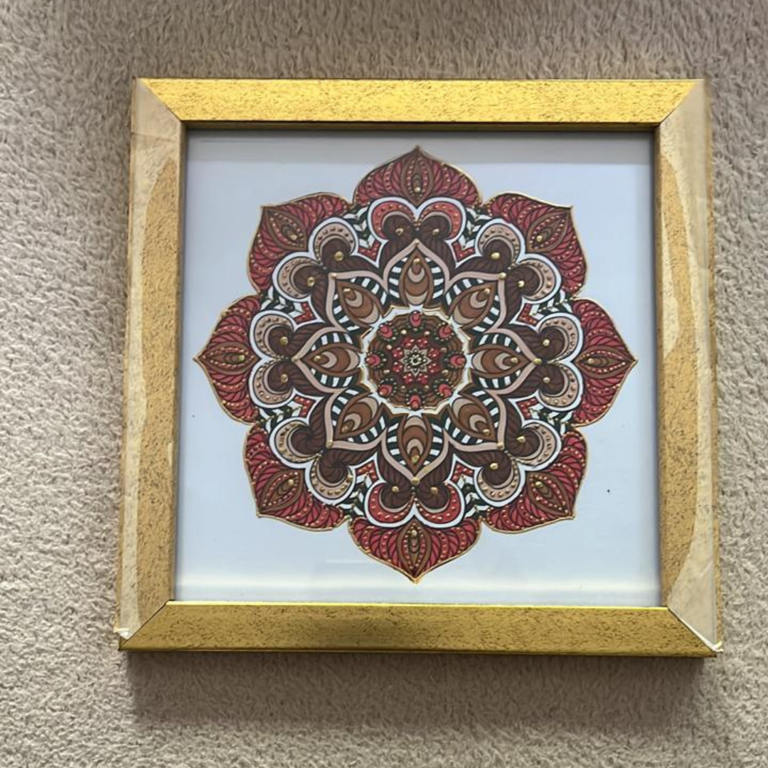 Hand-Painted Mandala Masterpiece with Elegant Frame - 8 x 8 Inch | Viraasat the Legacy