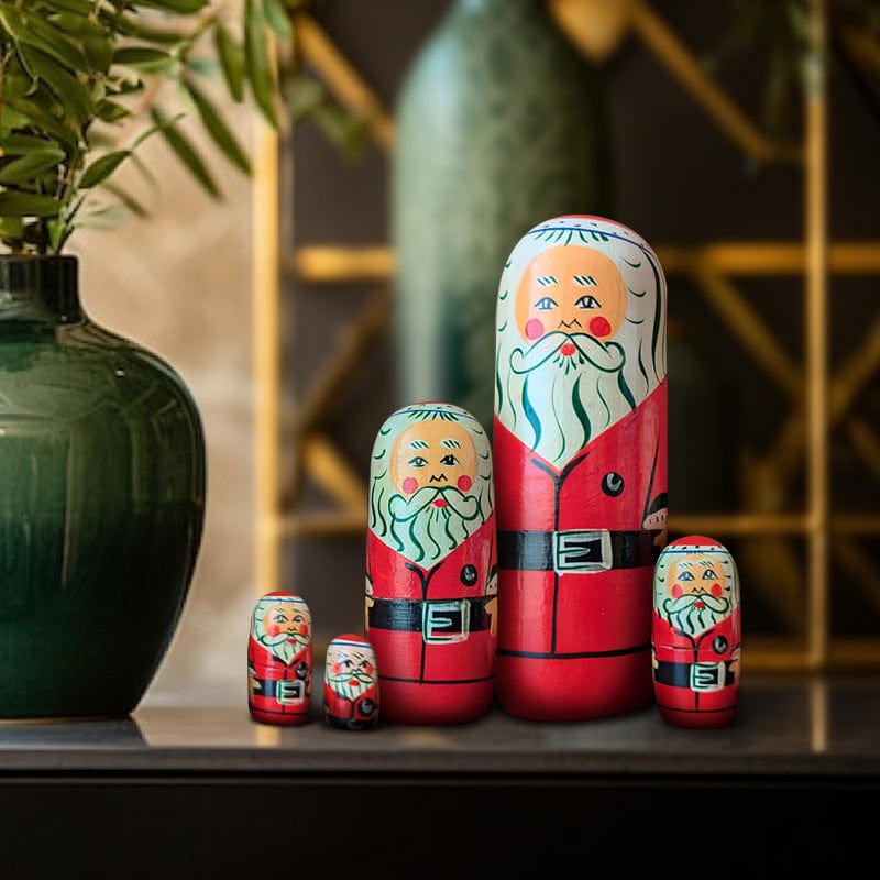 5 Piece Santa Claus Russian Nesting Dolls Set