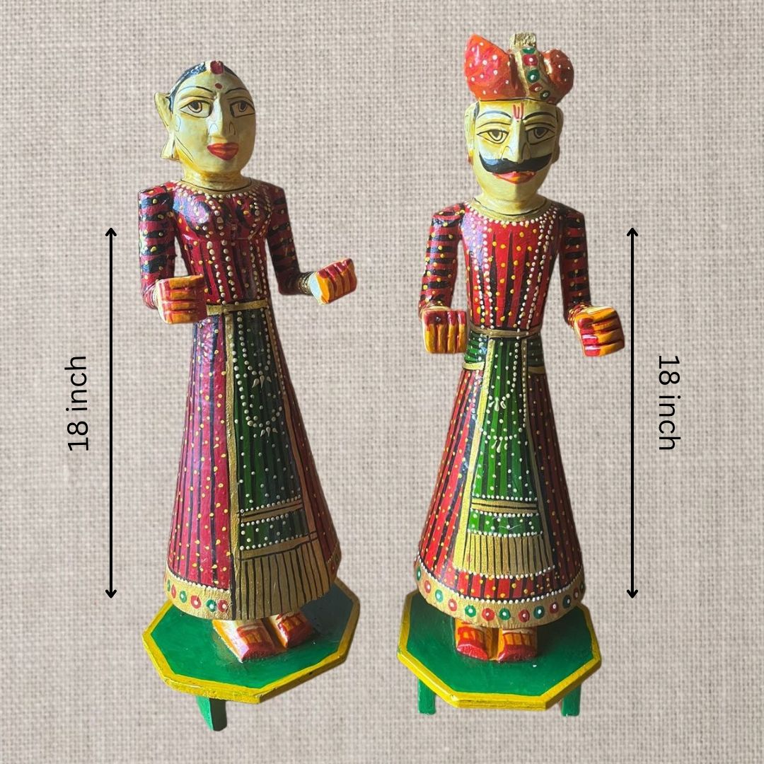 Handcrafted Rajasthani Banna Banni Showpiece: A Vibrant Addition to Your Decor