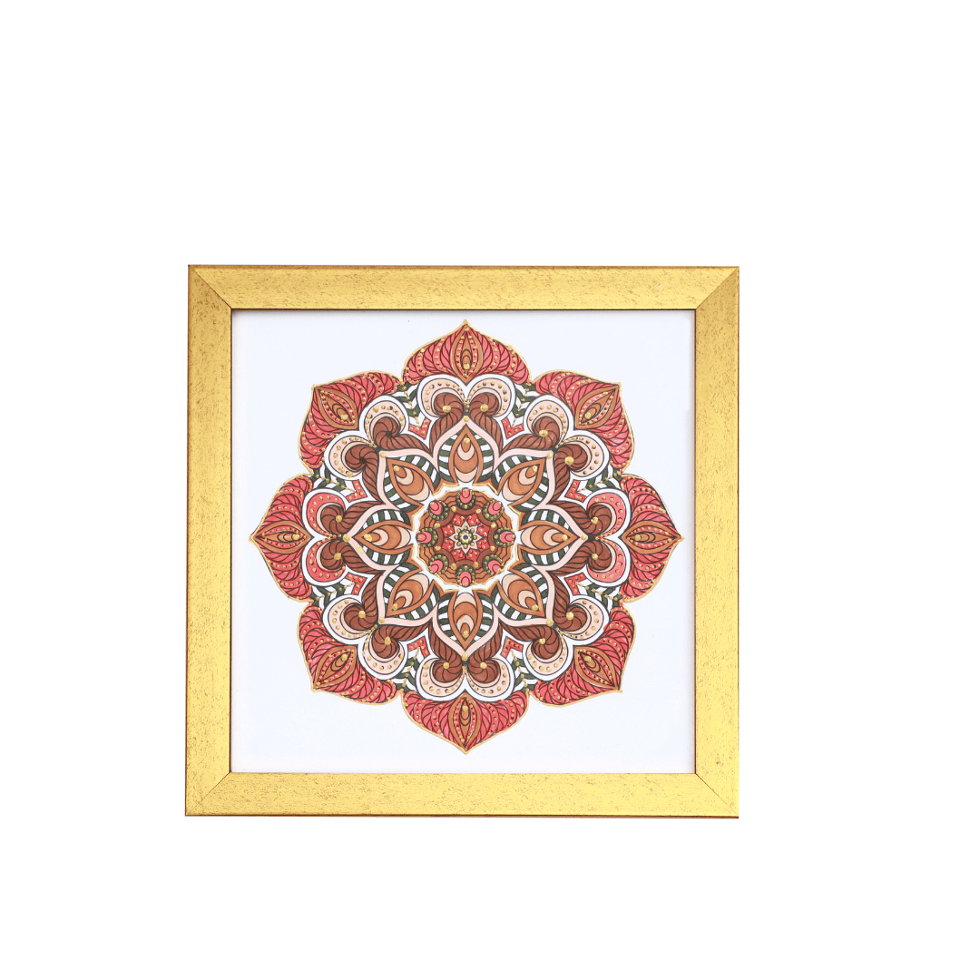 Hand-Painted Mandala Masterpiece with Elegant Frame - 8 x 8 Inch | Viraasat the Legacy