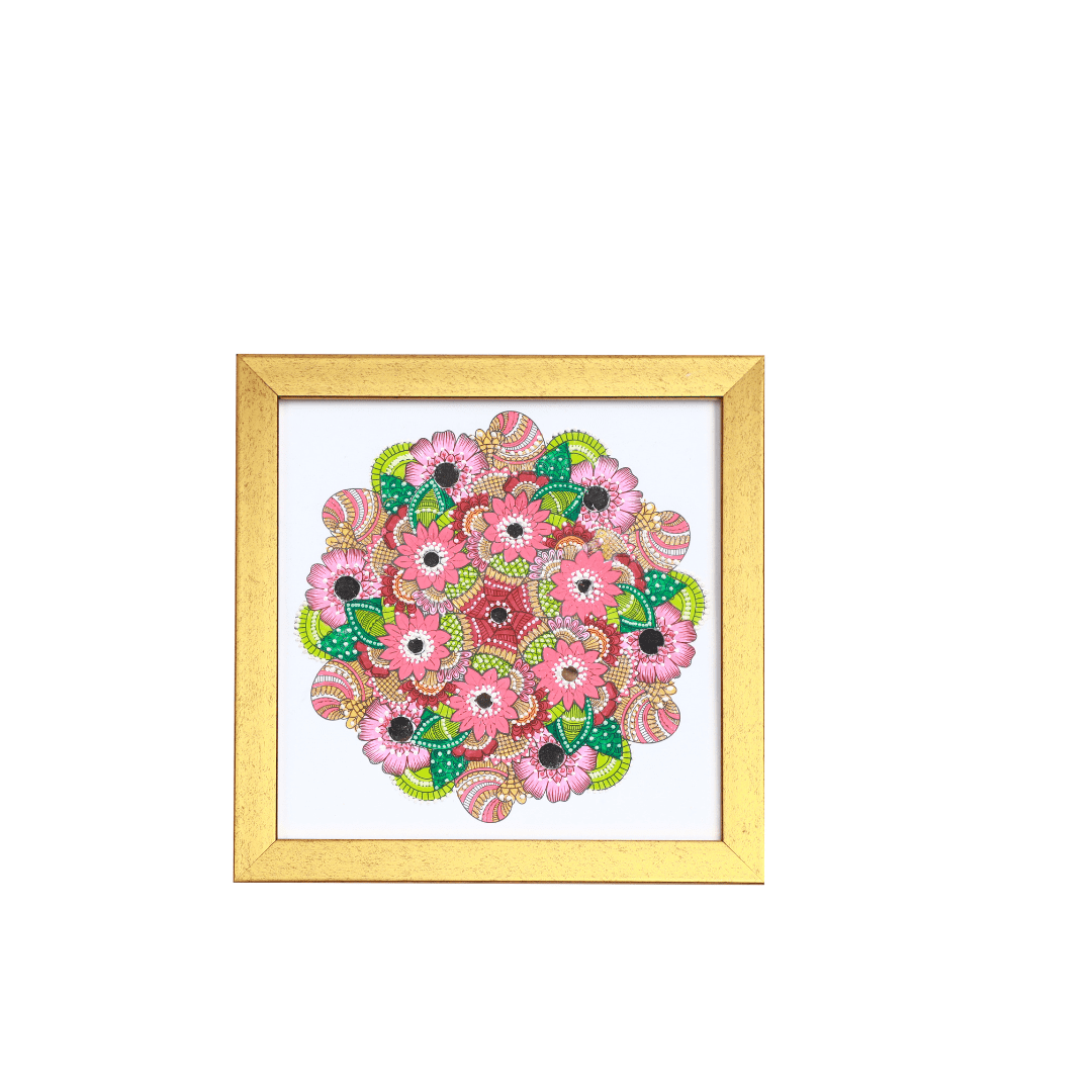 Exquisite Hand-Painted Mandala Artwork in Premium Frame - 8 x 8 Inch | Viraasat the Legacy