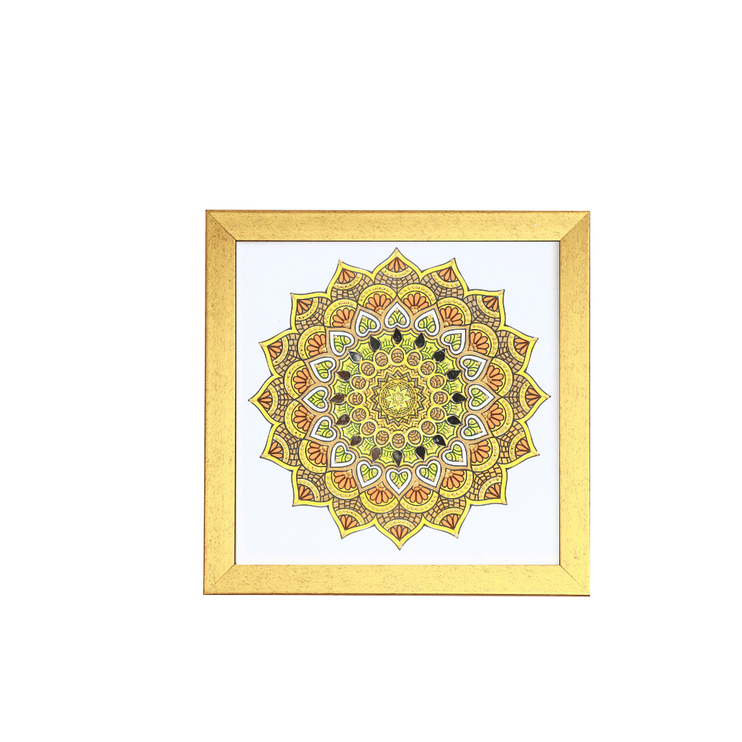 Timeless Hand-Painted Mandala Art in Classic Frame - 8 x 8 Inch | Viraasat the Legacy