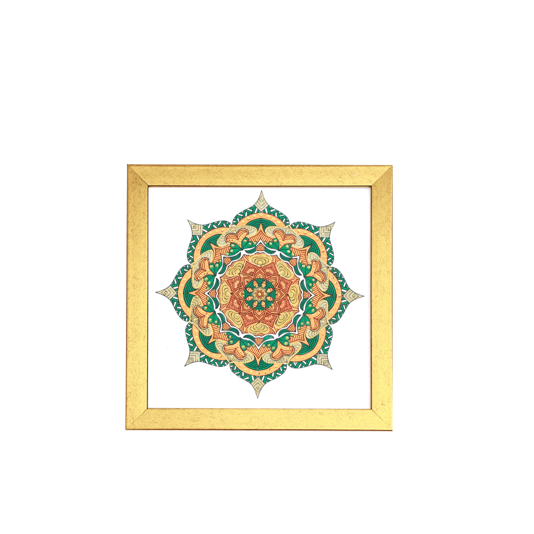 Heritage Hand-Painted Mandala Canvas with Deluxe Frame - 8 x 8 Inch | Viraasat the Legacy