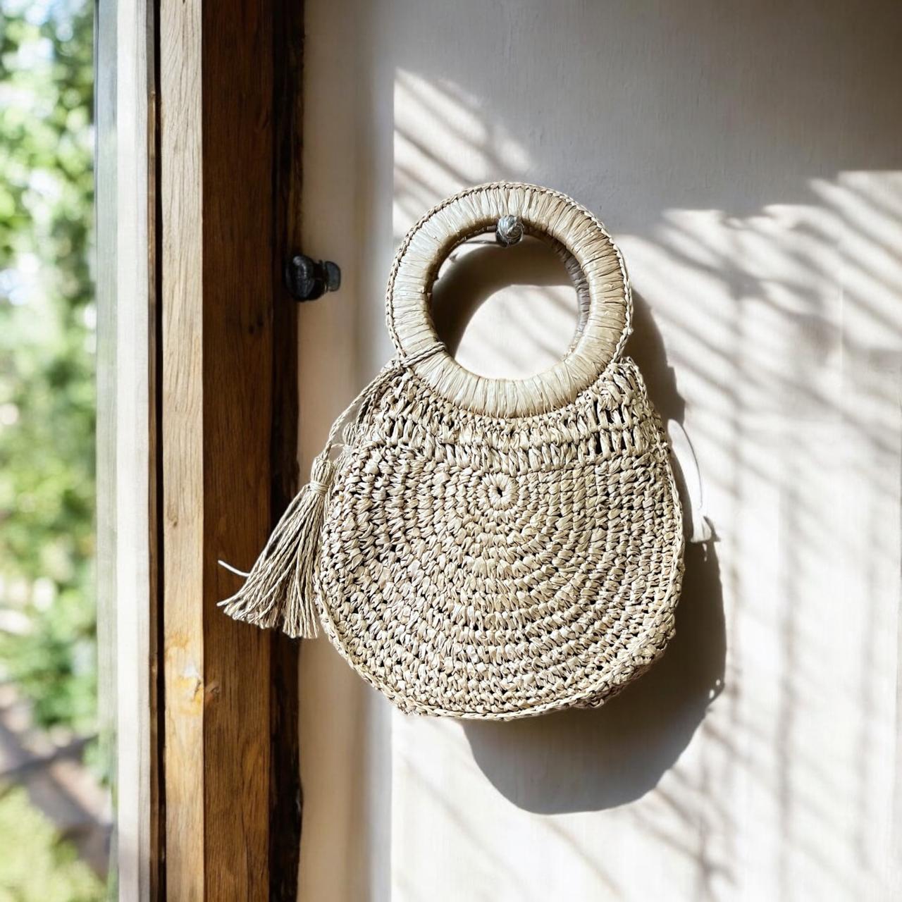 Raffia bag round on sale